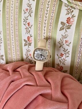 Vintage Ivory Enamel Watch Bracelet by Pilgrim